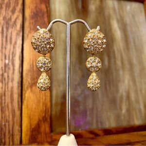 Vintage Christian Dior Gold Tone Clip On Hollywood Regency Rhinestones